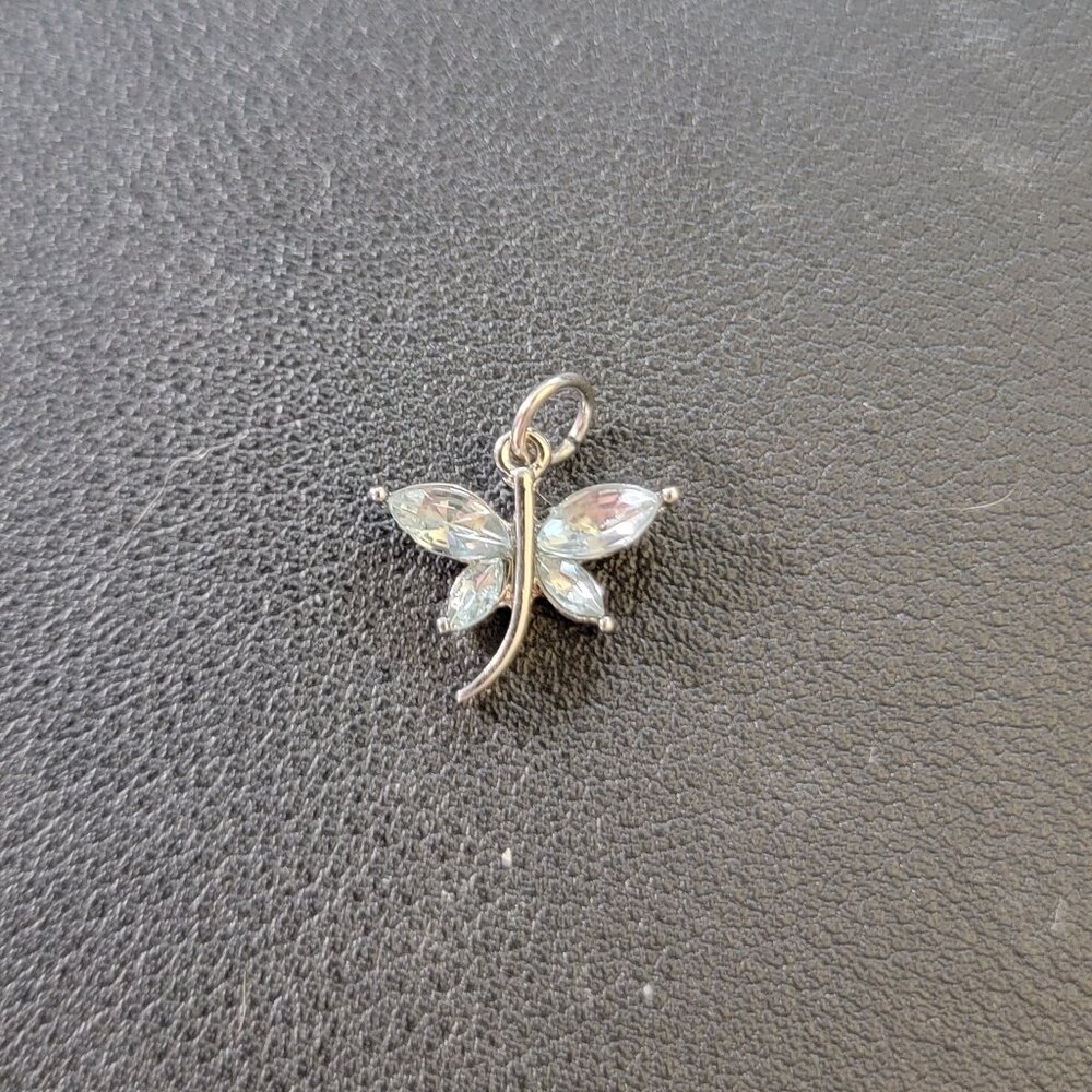 Dragonfly 18" Stainless Silver Necklace Light Ocean Blue